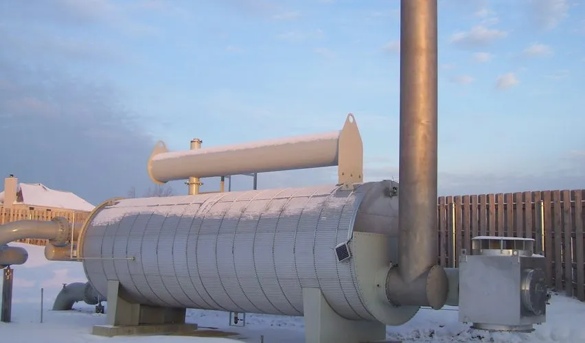 QB Johnson indirect fired line heater in winter service